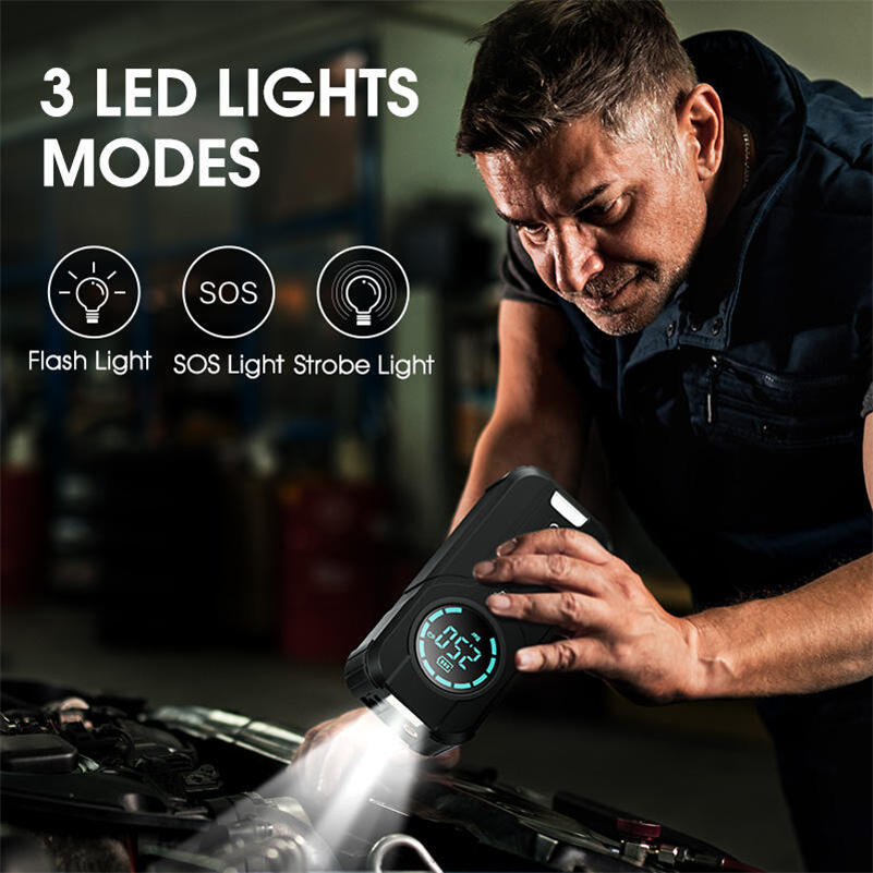 Arrancador de batería de coche con compresor de aire y pantalla LED