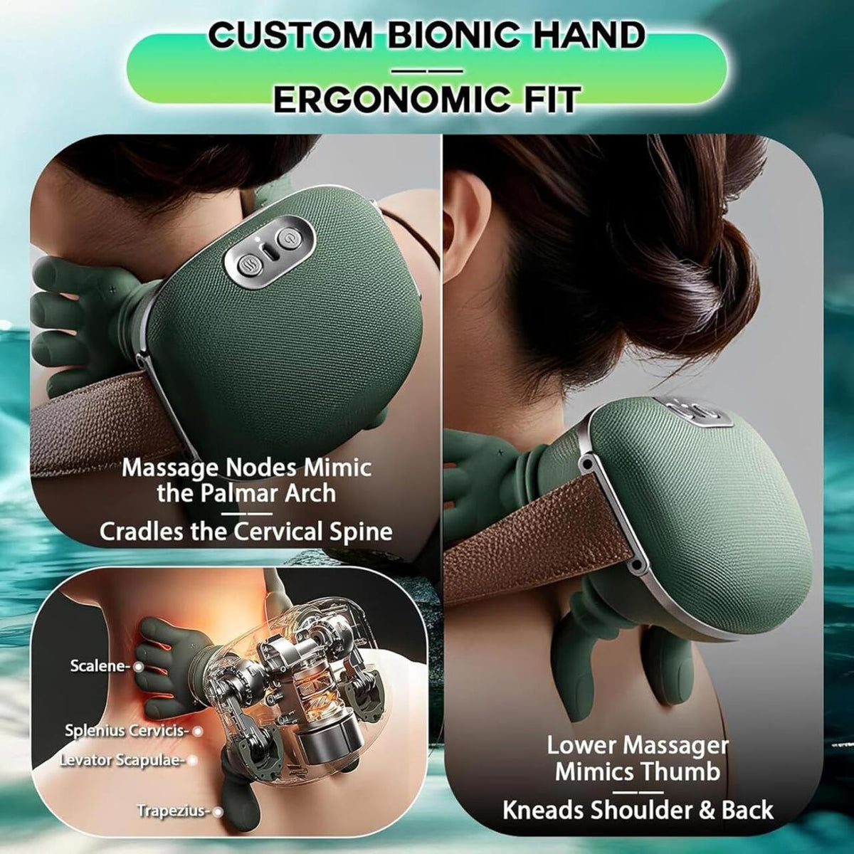 Masajeador cervical y de espalda shiatsu 4D con calor