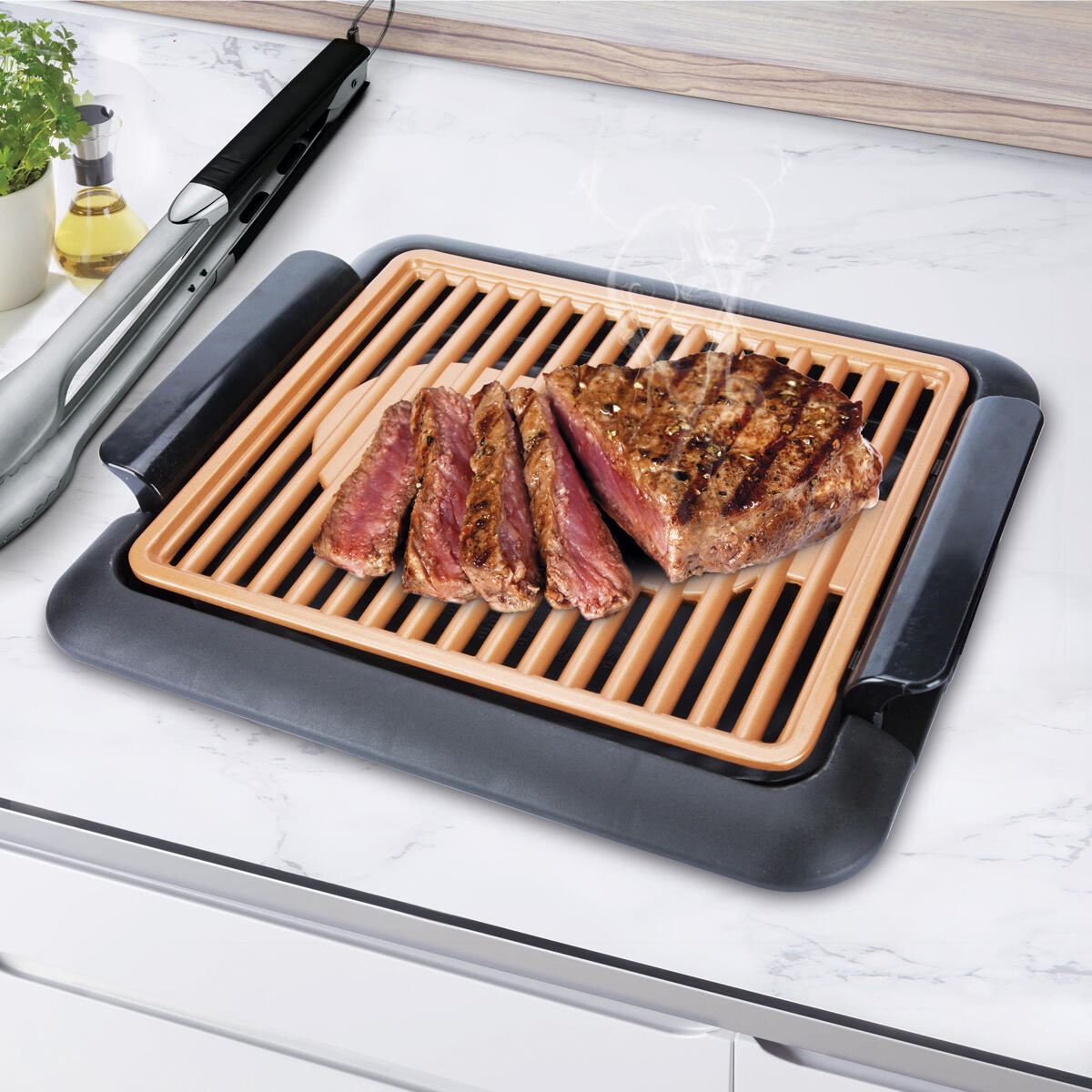 Grill eléctrico sin humo, parrilla y plancha