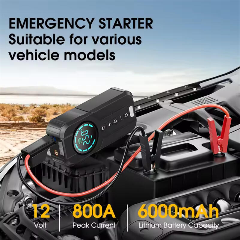 Arrancador de batería de coche con compresor de aire y pantalla LED
