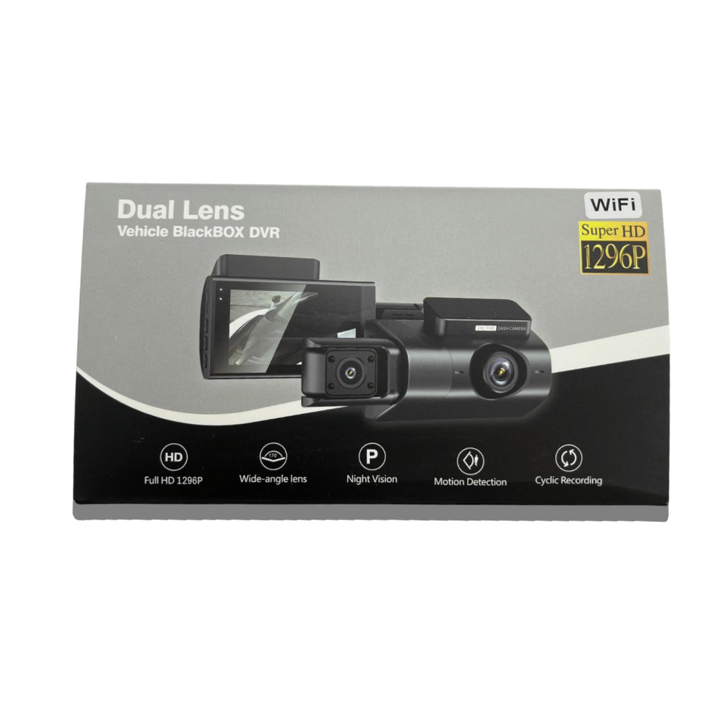 Cámara para coche doble (dashcam) 1296p con pantalla de 3"