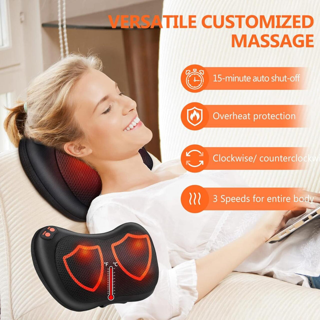 Cojín de masaje shiatsu con calor para cuello y espalda