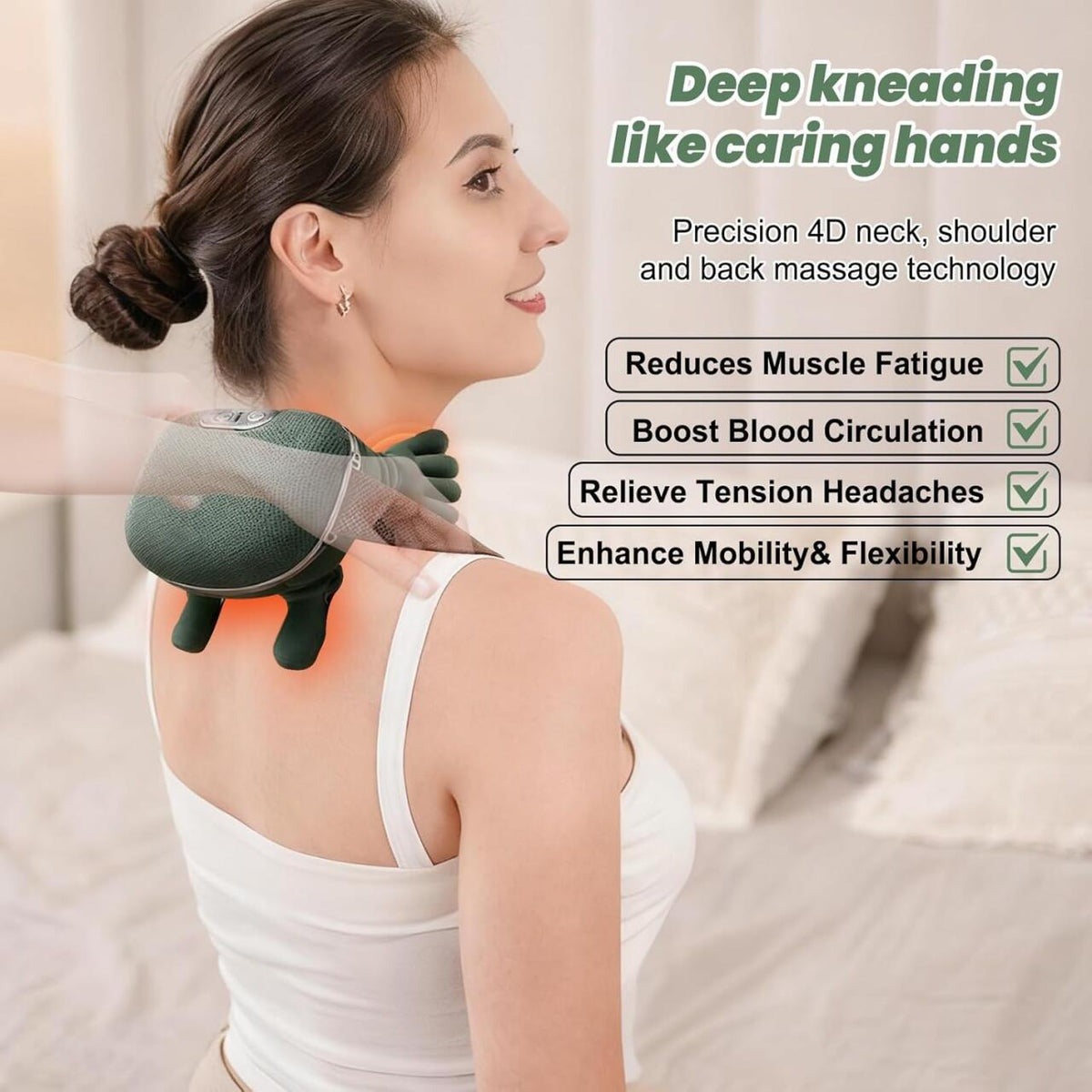 Masajeador cervical y de espalda shiatsu 4D con calor