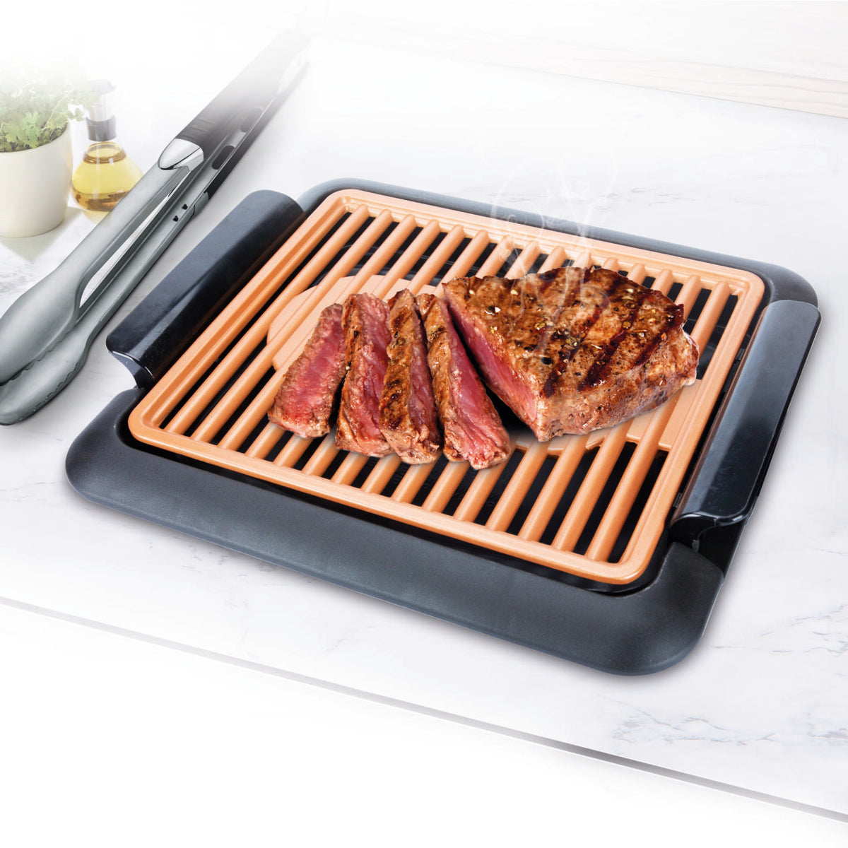 Grill eléctrico sin humo, parrilla y plancha