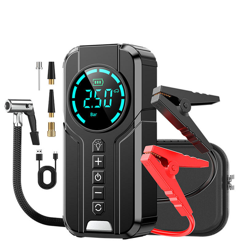 Arrancador de batería de coche con compresor de aire y pantalla LED