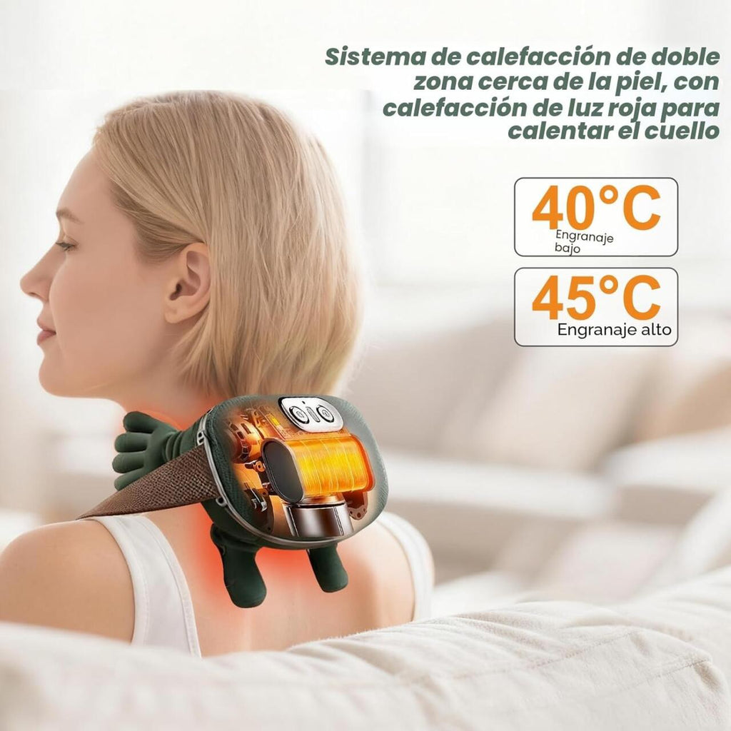 Masajeador cervical y de espalda shiatsu 4D con calor