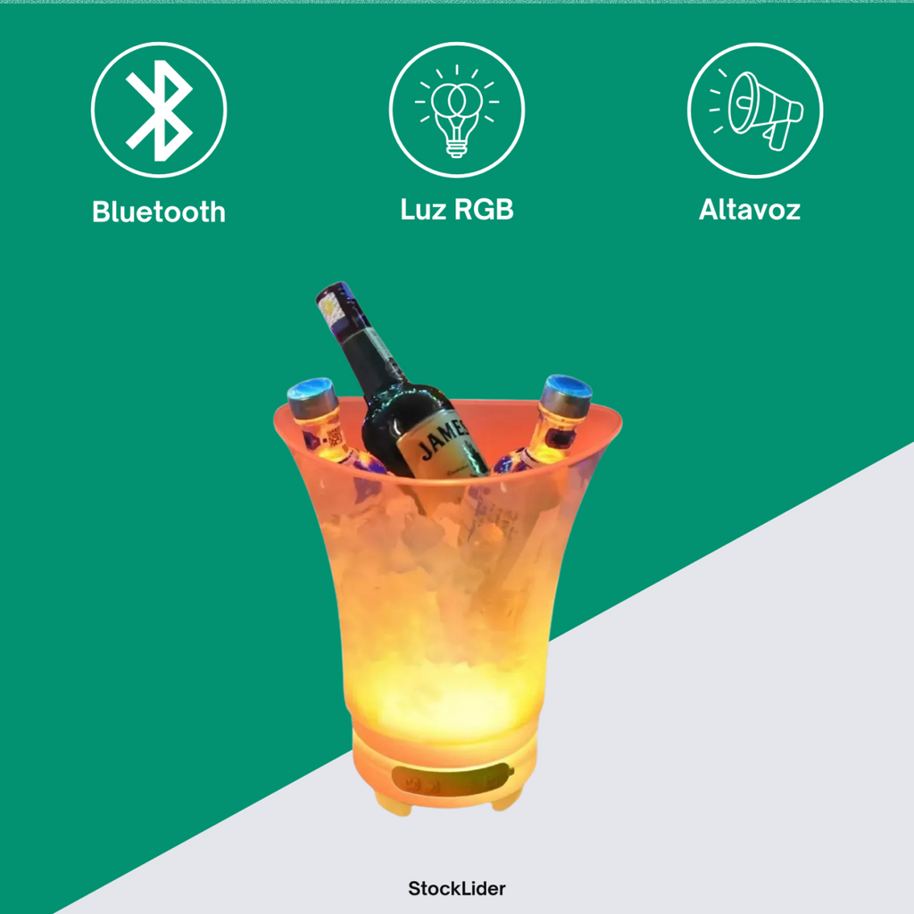 Cubitera de hielo LED con altavoz Bluetooth, 5 litros