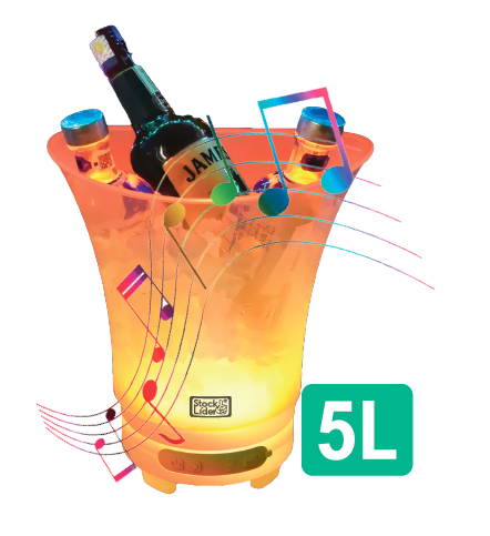 Cubitera de hielo LED con altavoz Bluetooth, 5 litros