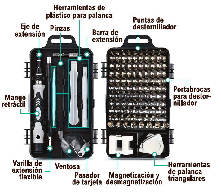 Kit de destornilladores de precisión, 120 piezas